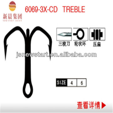 ( 6069-3X-CD TREBLE) high carbon steel Japanese technological fishing hook