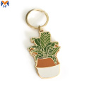 Customized metal enamel cactus plant keychain