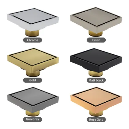 Hot Sales Gold Square Invisible Anti-odor Shower Drain - Brass Floor Drain