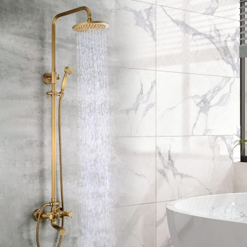 European standard Polish brass rose golden archaize antique 8 Inch Rainfall Shower Handheld Bathroom Wall Mount Shower Fixture