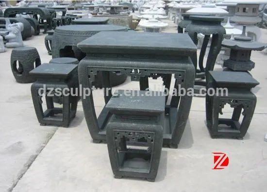 outdoor black stone garden table