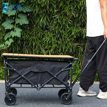 China Factory Outdoor Small Camping Foldable Trolley Wagon for Garden and Beach - 80kg Capacity