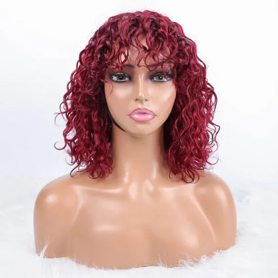 May Queen cheap Double Drawn Wigs with Fringe Highlight Color Best Selling Brazilian Natural Wave Wig Human Hair For Black Women
