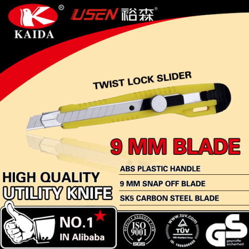 Plastic handle 9mm Blade Knife Screw-lock slider