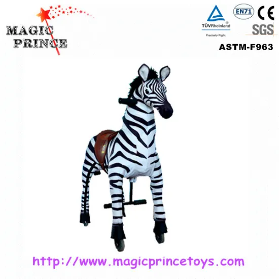 (EN71&ASTM&CE)~(Pass!!)~Dalian Kids Animal Mechanical ride on horse Toys/Kid Zebra riding plush horse toy/Magicprincetoys