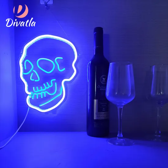 DIVATLA Custom Acrylic Board with Mushroom Skull RGB Light Strip and 5W LED Neon Sign