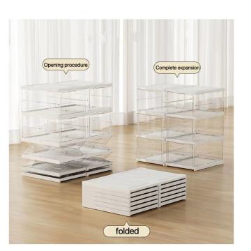 Transparent White Foldable Shoe Storage Box - Multi-layer, High Quality, Free Installation