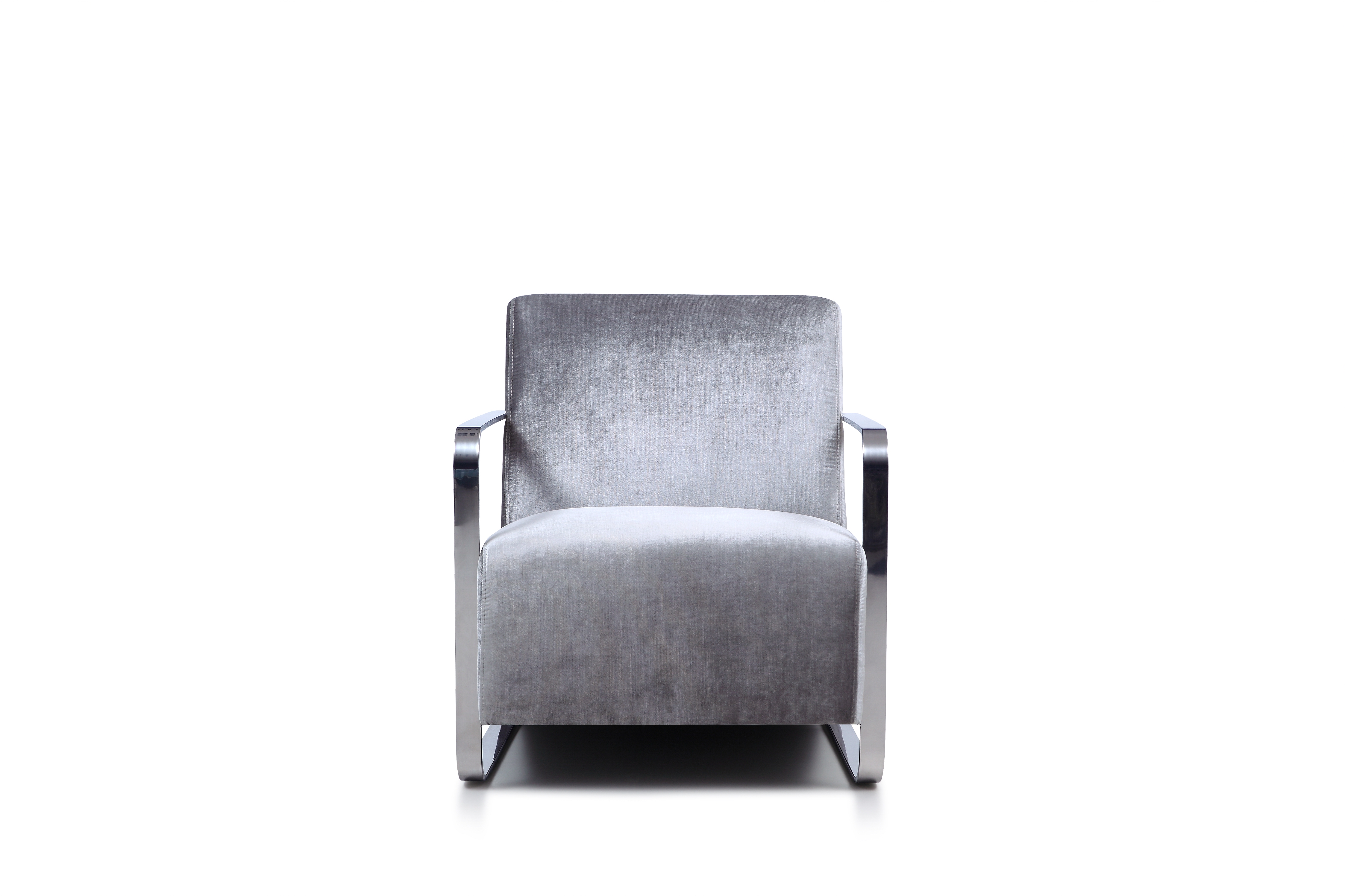 Modern fluwelen fauteuil met chroom frame