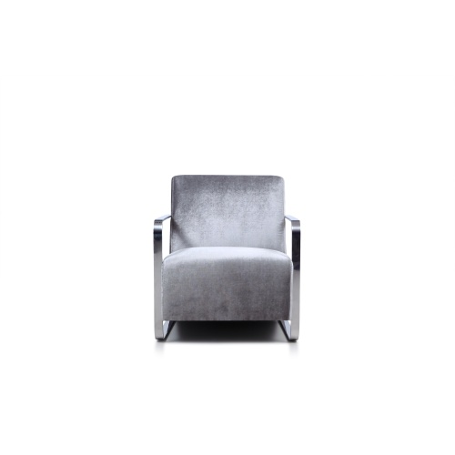 Modern fluwelen fauteuil met chroom frame