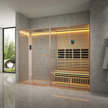 New Style Bathroom Wood Dry Sauna and Wet Steam Shower Room Combination