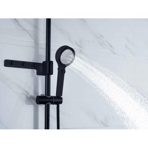 Brass 4 Functions Matte Black Bathroom Shower Set