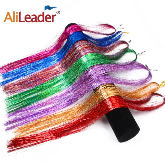 AliLeader Wholesale Price 7 Colors Synthetic Hair Colorful Hair Tinsel For Party