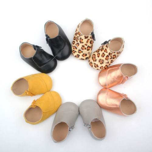 Sapatos casuais de bebê de couro genuíno leopardo