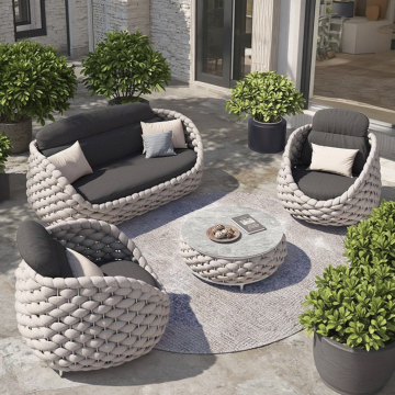 Divano esterno Teslin Rattan intrecciato di alta qualità per villa, parco, hotel e piscina