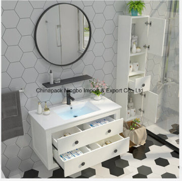 Modern Minimalist Paint-Free Solid Wood Bathroom Cabinet with Mirror