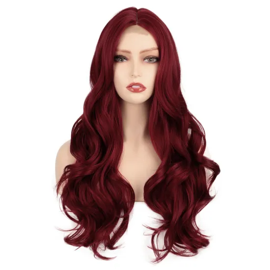 drop shipping cheap vast women brown heat resistant synthetic curly wig with lace front