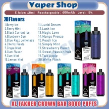 Al Fakher Crown Bar 8000 Puffs có thể sạc lại Vape