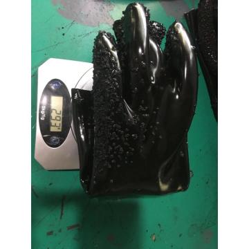 Black PVC chips cotton linning gloves open cuff