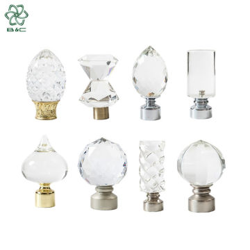 White Crystal Finial Curtain Rod Ends for Living Room Windows by Manufacturer
