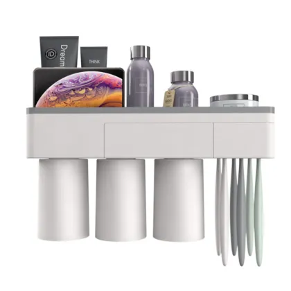 Wall-Mounted Tooth Brushing Cup with Automatic Toothpaste Dispenser