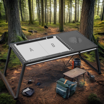 Modern Design Outdoor Camping Carbon Steel Folding Table Expandable Hole Free Unit Storage Dining Furniture for BBQ