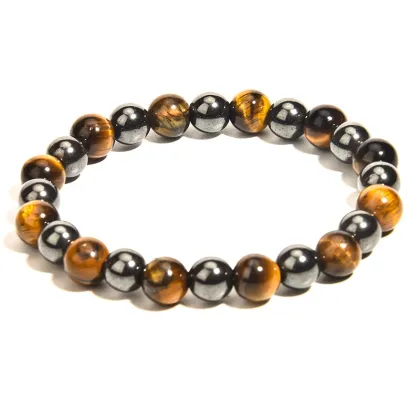 Natural Tiger Eye Obsidian Hematite Magnetic Multi-layer Bracelet for Men