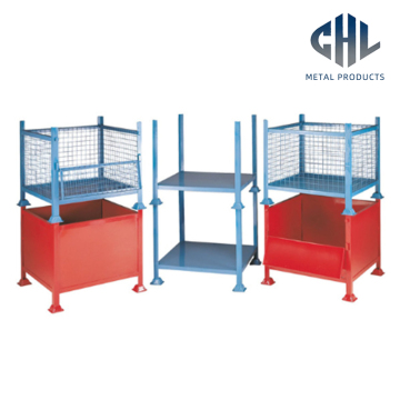 Conteneur de stockage empilable en acier bleu rouge