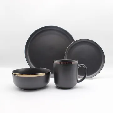 High Quality Gold Rim Porcelain Ceramic Tableware Sets