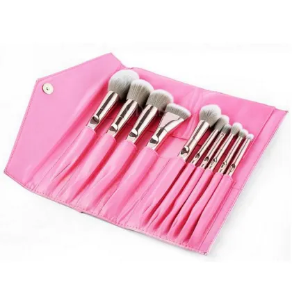 Pink Professional Makeup Brush Set With Case Makeup Brush Travel Case Private Label Custom Makeup Brush Bag