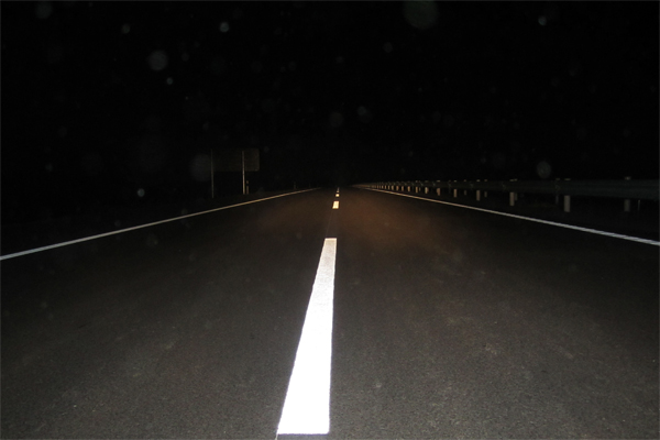 road marking lines in night