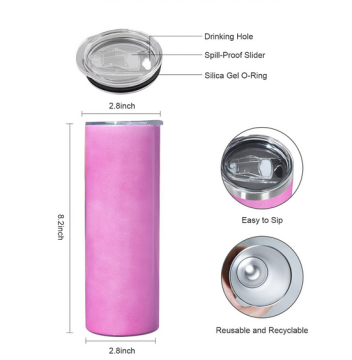 16 20 Oz white Skinny 304 Stainless Steel Skinny Tumblers with Lid Straw Double Wall Insulated Tumblers