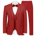 WYWK Men's 3-Piece Suit Banquet Prom Wedding Set-Red-XXS