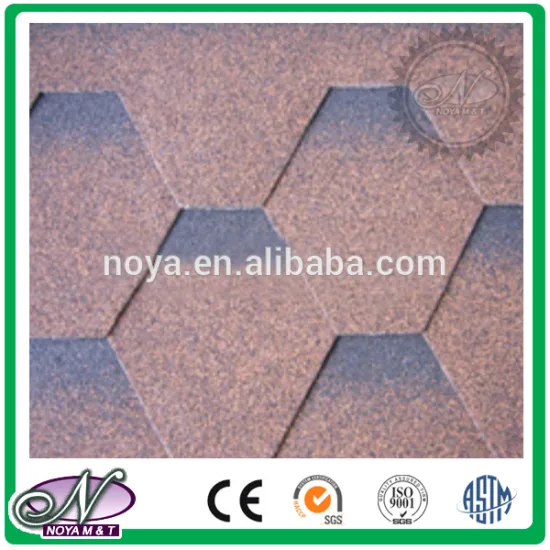 2015 cheap construct roofing material coloured glaze 3 tab asphalt shingles made in China