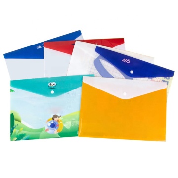 Custom LOGO Plastic PP Envelope Pocket Folder Document A4 Clear File Bag With Snap Button