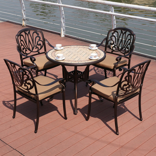 Cast Aluminum Garden Dining Tables and Chairs Set