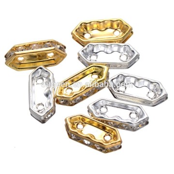 large stock hot sale Diamond shape metal 3 hole spacer beads