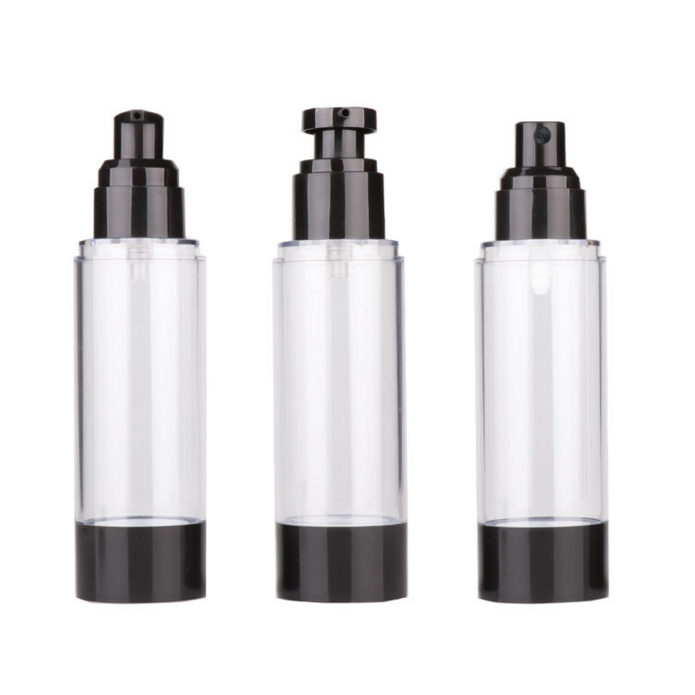 30 ml 50 ml 80 ml 100 ml topkwaliteit helder als plastic olie cosmetische airless pomp serumflessen zwart