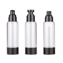 30ml 50ml 80ml 100ml de qualidade superior clara como óleo plástico cosméticos sem ar, garrafas de soro de bomba preto