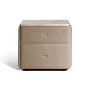 Minimalist Luxury Bedside Table with Marble Top