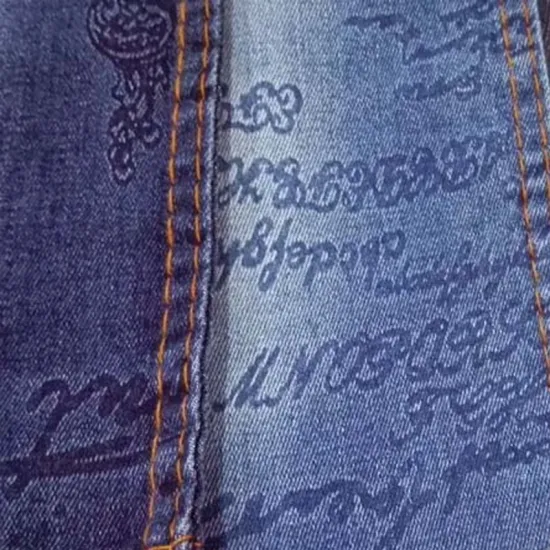 Pattern embossed denim fabric Jeans