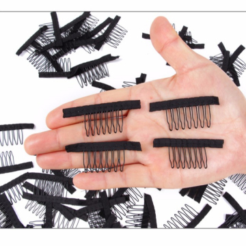 AliLeader Black Cloth 7 Teeth Stainless Steel Tooth Wig Combs For Making Wigs