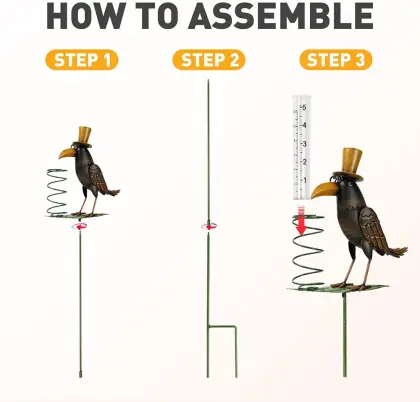 Bird Rain Gauge Stake for Garden Stakes Decor