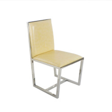 silla de comedor moderna de cuero con patas de acero inoxidable