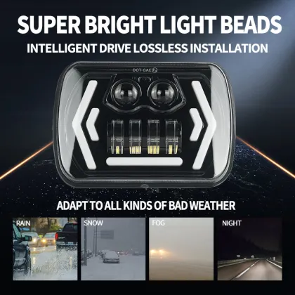 Motorcycle Truck LED Square Headlights