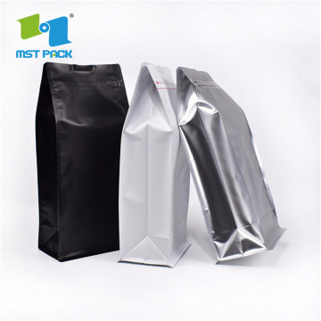 Vierkante platte bodem Rits Plastic zak voor koffiezak Verpakkingstas met klep