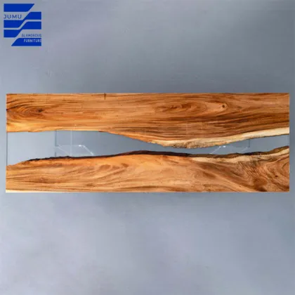 Glamorous Blue River Epoxy Resin Dining Table Set