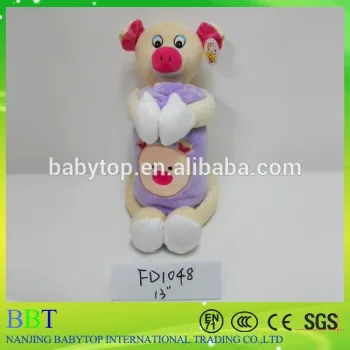 plush pig blanket set/animal blanket set
