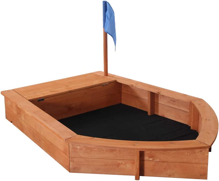 Wooden Pirate Sandboat Covered Sandboxes