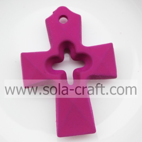 Mix Colors Hollow Heart Rubberized Cross Imitation Beads for Accessories of Necklace