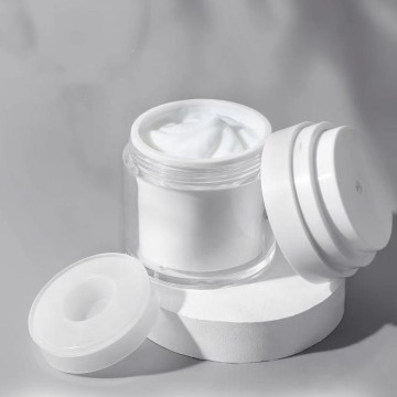 Poctes sans air - échantillons gratuits disponibles dans des contenants de crème cosmétique blanc 15g, 30g, 50g en acrylique blanc et argent